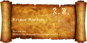 Krupa Márton névjegykártya